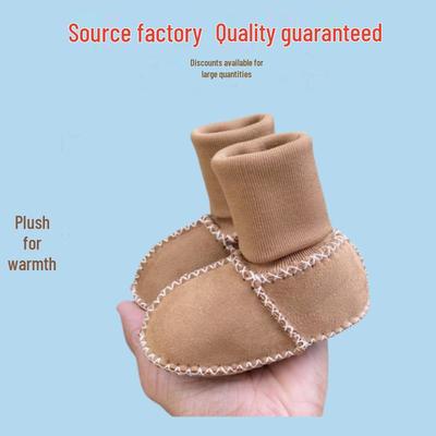 Autumn-Winter Infant Leather & Fur Soft Sole Shoes with Velvet & Terry Cloth Lining