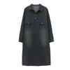 2024 Spring/Autumn Mid-Length Denim A-Line Shirt Dress with Long Sleeves