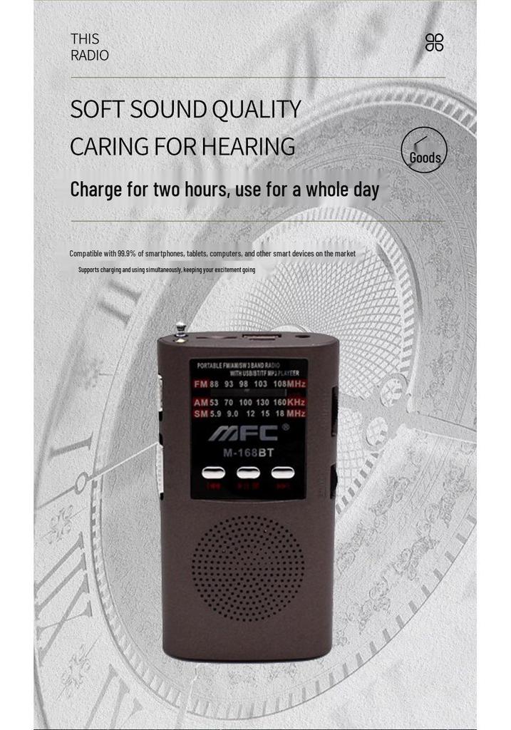 High-End Multi-Band Mini Radio with Bluetooth, Headphone Jack, and Music/Call Functionality
