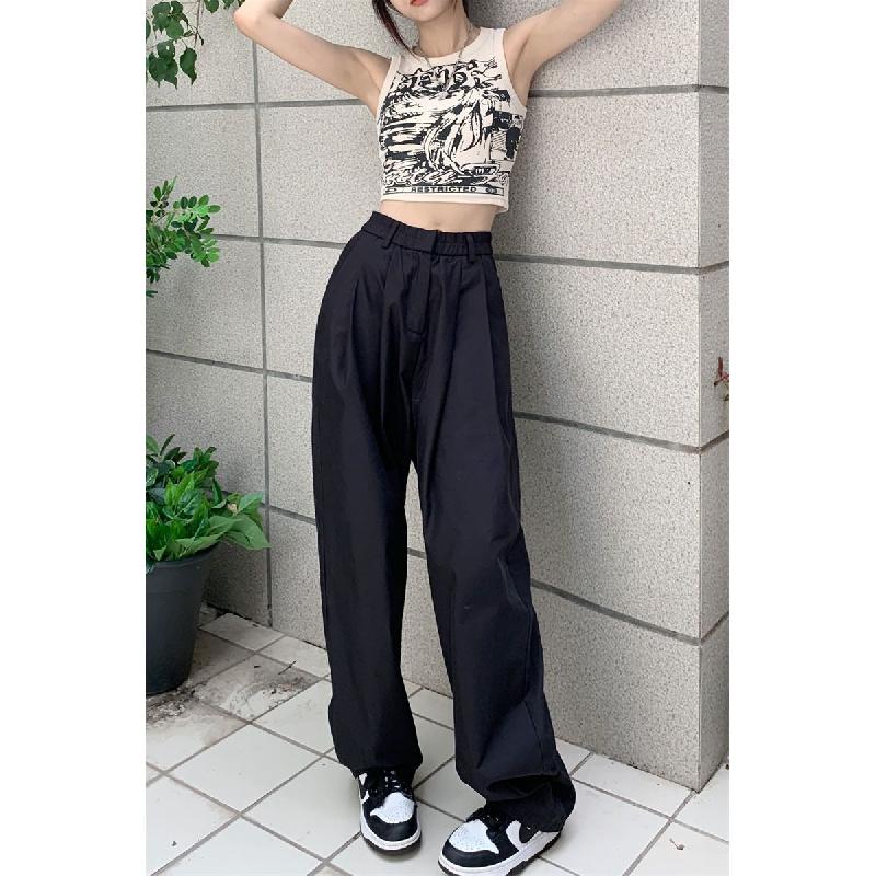 Lightweight casual pants for women, 2026 new model, high-waisted, slimming, wide-leg, loose-fitting long pants