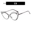 Fashion Women Metal Anti Blue Rays Glasses Cat Eye Computer Goggles Big Frame Eyeglasses Vision Care Blue Light Blocking Eyewear