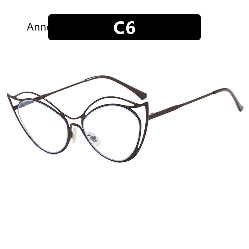 Fashion Women Metal Anti Blue Rays Glasses Cat Eye Computer Goggles Big Frame Eyeglasses Vision Care Blue Light Blocking Eyewear