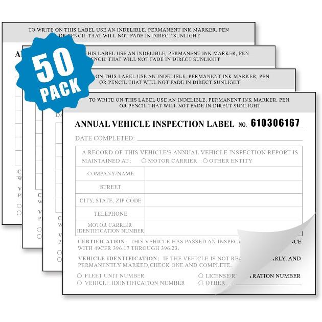 Ежегодная наклейка для техосмотра автомобиля, упаковка 50 шт., для салона автомобиля, 2-слойная, виниловая с майларовой ламинацией, 5  x 4 , соответствует требованиям DOT AVIR