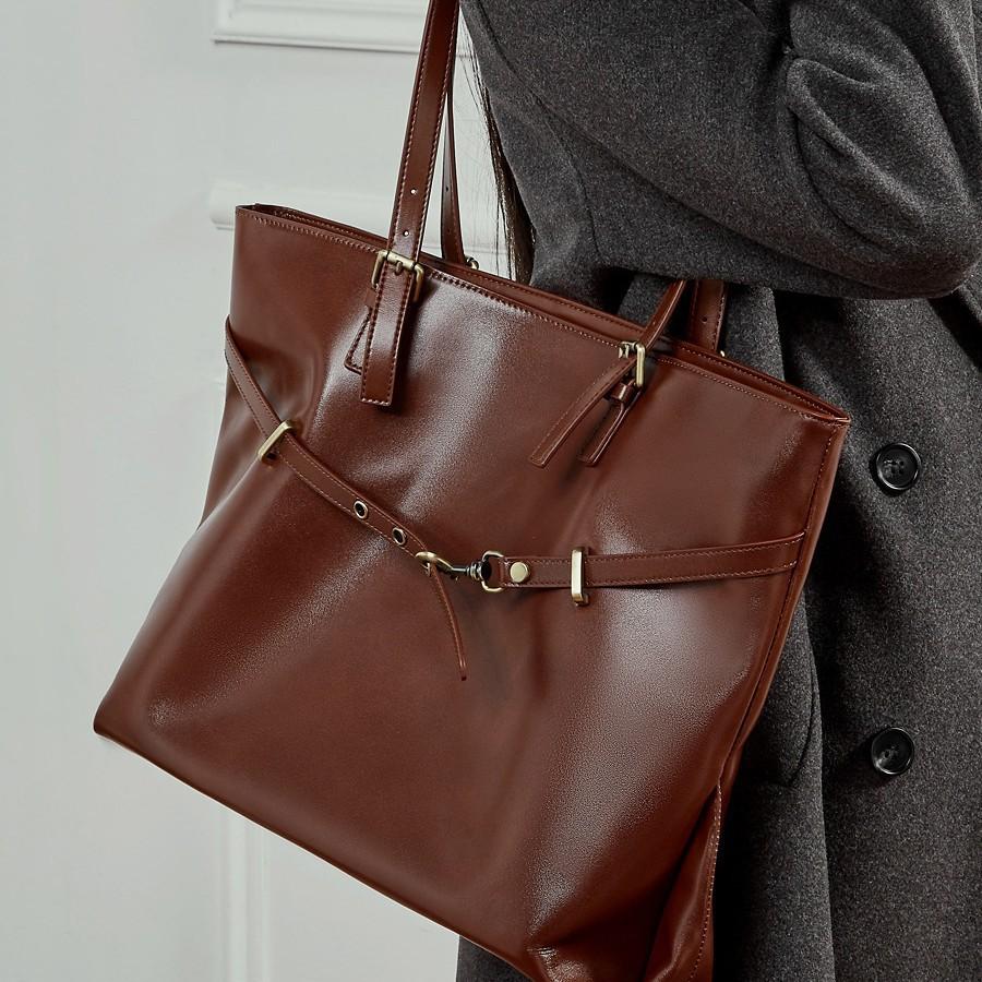 First Layer Vegetable Tanned Leather Large Capacity Tote Bag Casual Versatile Underarm Bag Texture Foreign Style Shoulder Bag Tide