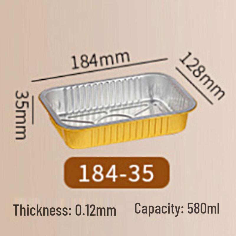 Min Nai Gold Rectangular Aluminum Foil Takeaway Containers