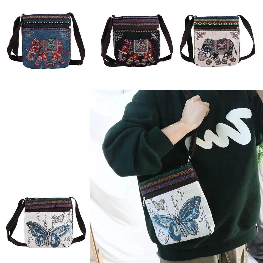 Butterfly Cute Elephant Cloth Bag Large Capacity Animal Shoulder Bag  Storage Bag