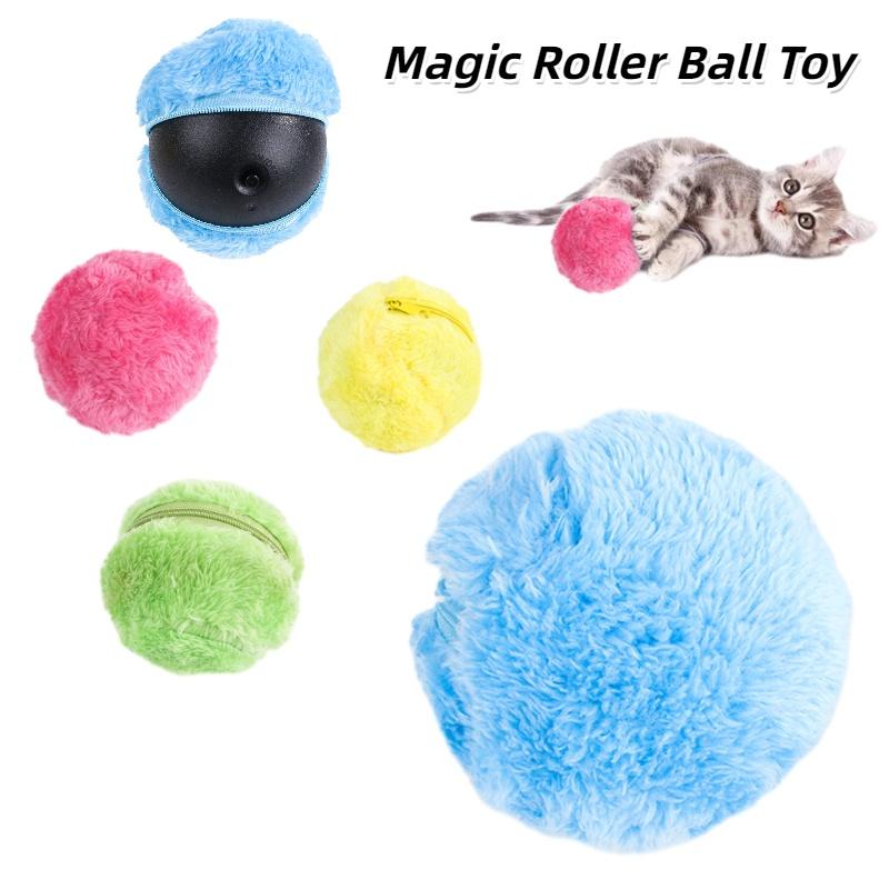 Interaktiver Plüschtierball für Hunde und Katzen Elektrisches Haustierspielzeug zur Linderung von Langeweile ABS-Kunststoff und Korallenfleece-Material 9cm/3.54in Größe