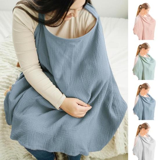 Women Breastfeeding Cover Up with 2 Pockets Adjustable Straps Breathable Nursing Cloak Breast Feeding Shawl
