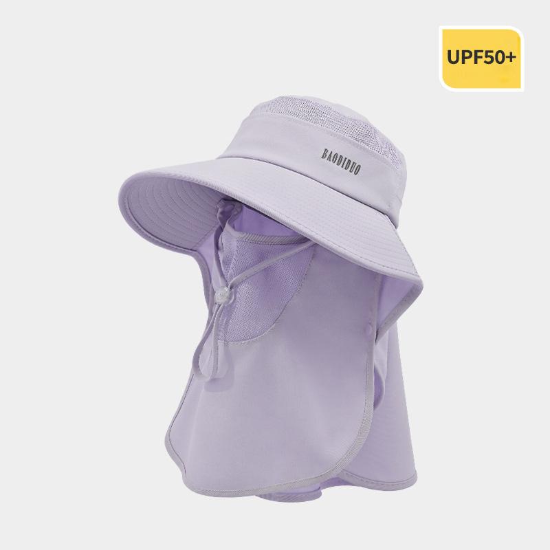 Summer Women Large Brim UV Protection Fisherman Hat with Leaking Ponytail Waterproof Bucket Hat Outdoor Breathable Sunscreen Cap