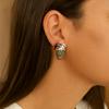 Flower Dripping Oil Skull Earrings Rhinestone Enamel Skeleton Stud Earrings Vintage Earring  Autumn
