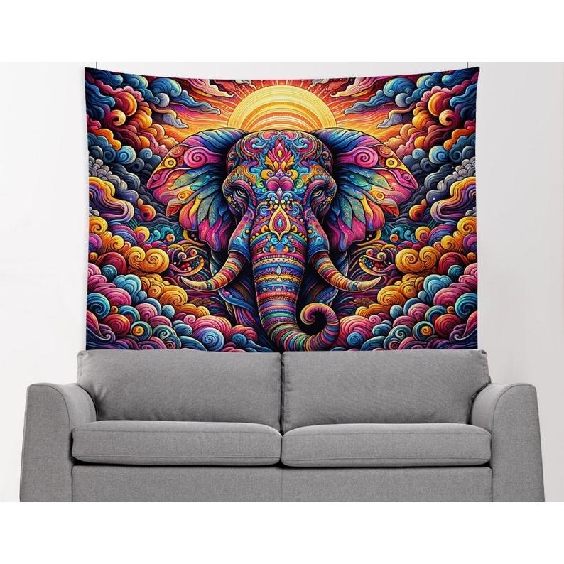 Colorful Elephant tapestry 75x100 чёрный