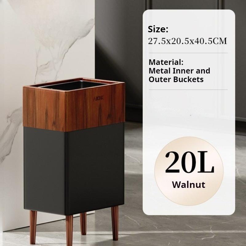 Stainless Steel Waste Bins Bathroom High-footed Trash Can Living Room Large Capacity Garbage Can Kitchen Food Dispose Litter Bin
