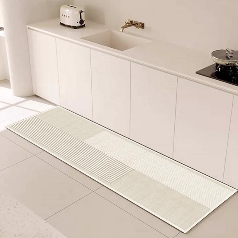 Kitchen Carpet Plaid Style Waterproof Oil-proof Floor Mat Pvc Leather Non-slip Foot Mats Long Strip Home Decoration Rug Alfombra