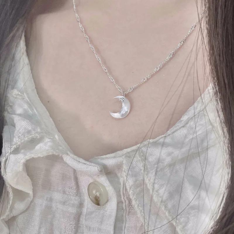 925 Silver Necklace Cute Five Pointed Star Smile Dimple Pendant for Women Girl Jewelry Gift
