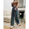 High Waist Wide Leg Denim Pants Women Fall Loose Straight Cut Cropped Jeans With Stretch