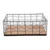 Handmade Black Wire Storage Basket with Wooden Base Home Organization and Easy Transport Ideal Office Kitchen Living Room
