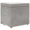 Stool Light Grey 41 X 41 X 40 Cm Velvet and Engineered Wood