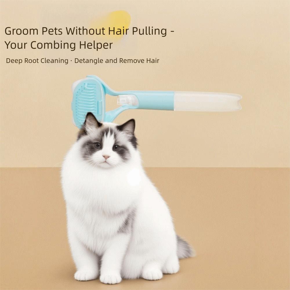 3-in-1 Pet Bath Comb Press Spray Soft Bristle Cat Grooming Brush Detachable with A Spray Bottle Pet Cleaning Comb