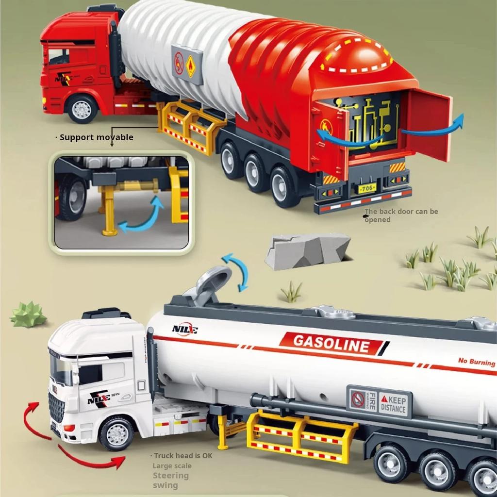 1/50 Children's Oil Tanker Model Transport Vehicle Toy Engineering Car Simulated Oil Tank Truck Inertial Car Toy Christmas Gifts