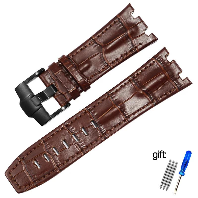 Genuine Leather watch Strap For AP  15703 Royal Oak Offshore Series 28mm Black Brown Blue Watchbands accessories men