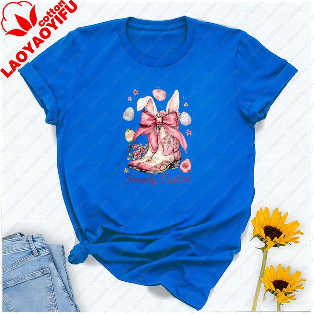 Howdy Easter Western Coquette Easter Bunny Cowgirl Aesthetic Retro Graphic T Shirts Oversized T Shirt Unisex Clothes Gothic Tops