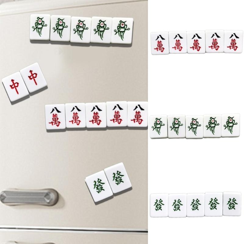 Colorful Mini Mahjong Tile Magnets 4/5Pieces Set for Refrigerator and Office Decors Miniature Board Game Charm Magnets B03E