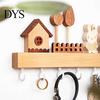 No Drill Key Hook Wooden Holder with 6 Hooks, Decorative Entryway Organizer Natural Wood Coat Rack Rack, Easy Wall Mount Installation Hanger for Home
