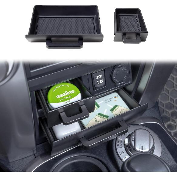 JKCOVER Upgrade 2PCS Center Console Storage Drawer Compatible With Toyota 4Runner 2014- 2024 Accessories Cubbies Organizer Extra Storage(ABS