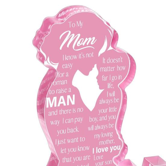 Printed Acrylic Ornament Gifts for Mom Gifts from Daughter or Son Standing Heart or Butterfly Shape Clear Acrylic Sign Mother's Day Gift for Mom