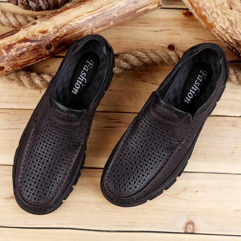 Мужская модная дышащая кожаная повседневная обувь — фото 4