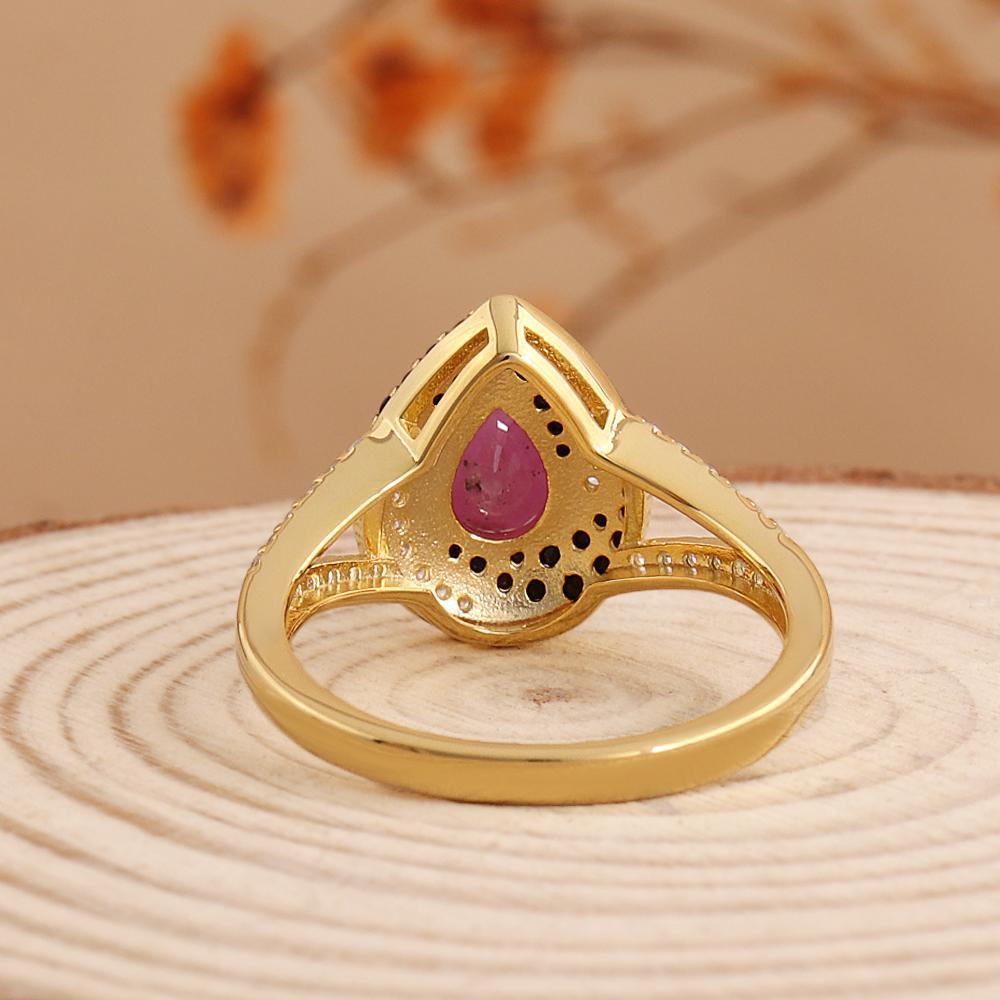Vintage Design Natürliche Birne 5*7mm Rubin Damenring Echte Edelsteine 925 Sterlingsilber Feiner Schmuck für Jubiläum Bankettkleidung