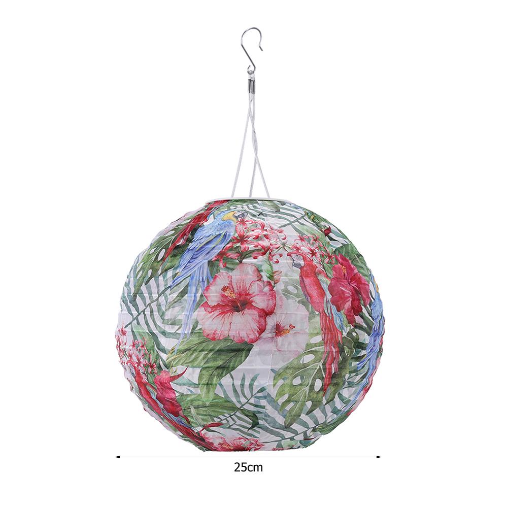 12 Inch Colorful Lantern Waterproof Outdoor Garden Decoration Holiday Supplies Nylon Round Hanging LED Solar Lantern