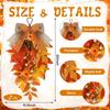 Artificial Maple Leaf Swag with Pumpkins Pinecones Berries and Bow for Autumn Harvest Thanksgiving Home Wall Door Hanging Decoration