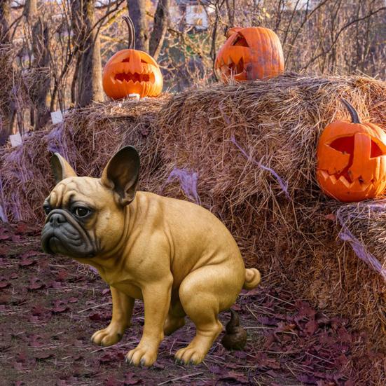 French Bulldog Garden Statue Lifelike Design Resin Dog Shape Figurine Ornament Home Garden Table Decor