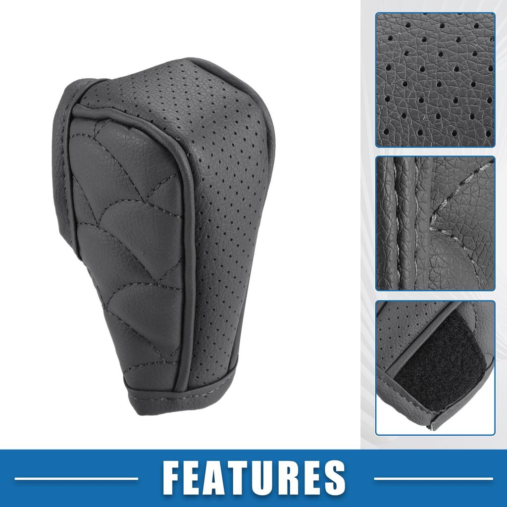 ABSOPRO, husă pentru schimbător de viteze auto, design respirabil, universală, pentru interior, schimbător de viteze, accesorii decorative din piele ecologică, gri