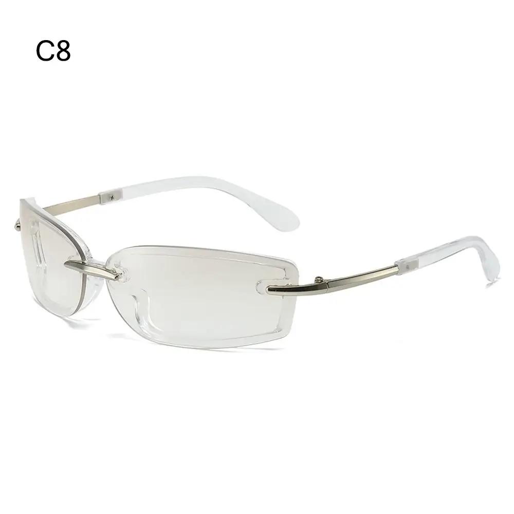 

Rimless Square Candy Color Sunglasses Metal Material Temples UV Protective Women s Sun Eyeglasses Y2K Dopamine Dressing Glasses Accessories