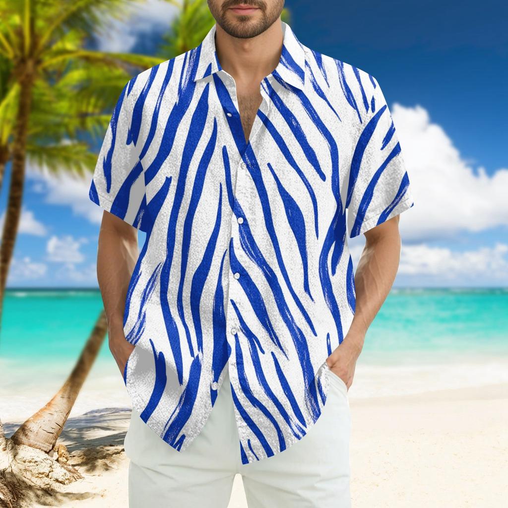 Men's Fashion Loose Hawaiian Printed Short Sleeve Beach Shirt