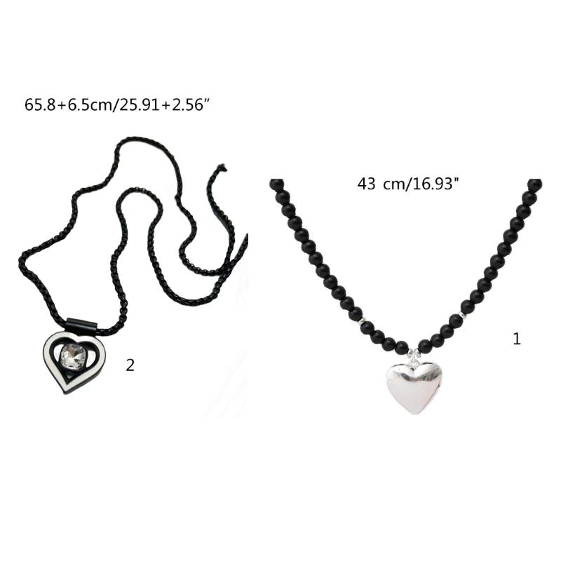 Sweet Heart Pendant Necklace Female Temperament Collarbone Chain Korean Student Adjustable Chain Y2k Aesthetic Jewelry