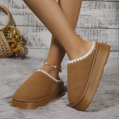 Pantoufles chaudes d'hiver doublées de polaire à bout fermé, plateforme à semelle épaisse augmentant la hauteur, grandes tailles, bottes de neige pour femmes