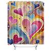 Abstract Multicolor Heart Shower Curtain - Waterproof, Mildew-Resistant, Machine Washable for Vibrant Bathroom Decor