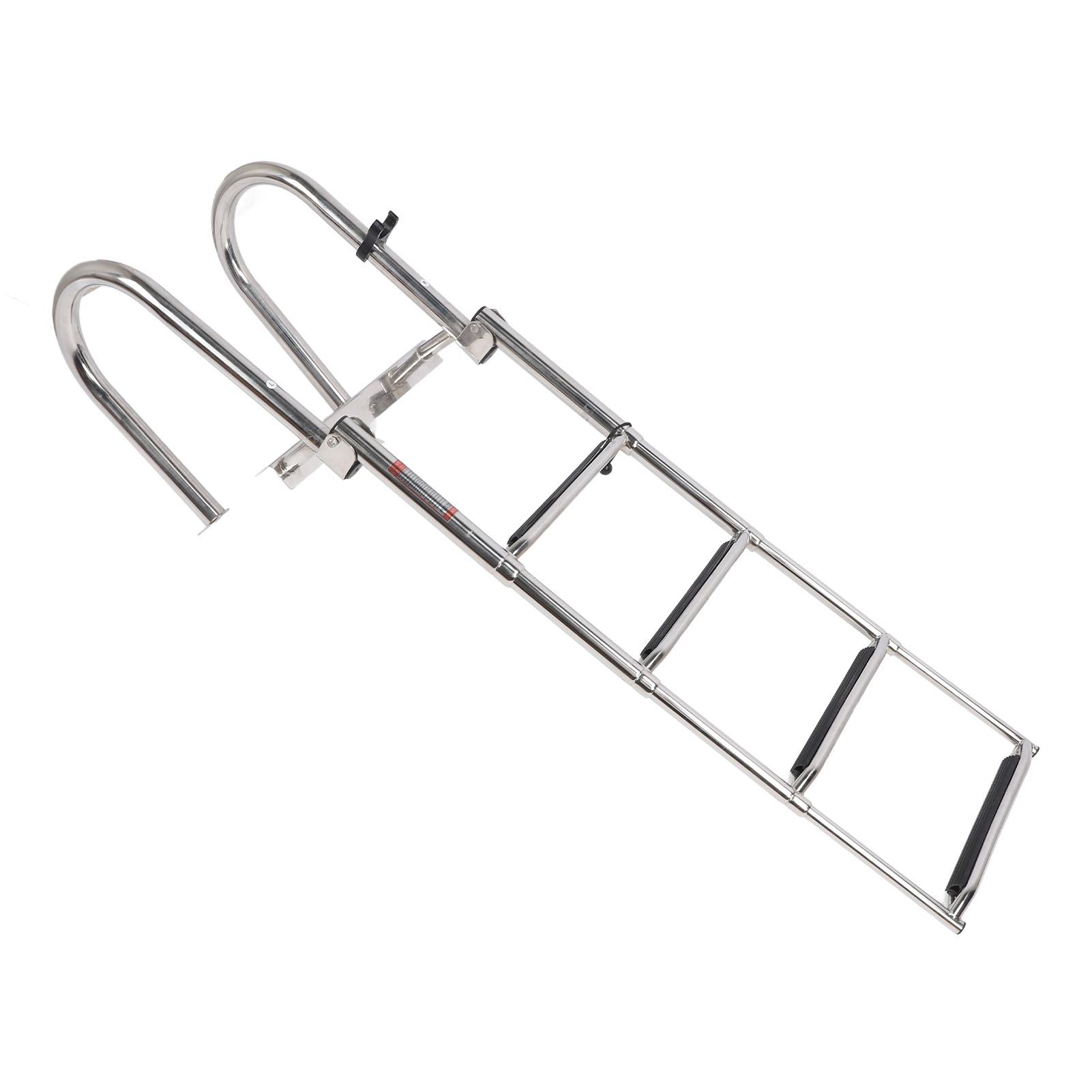 4-ступенчатая лодочная понтонная лестница из нержавеющей стали 316, противоскользящая, складная, телескопическая, палубная, с педалью и поручнем для