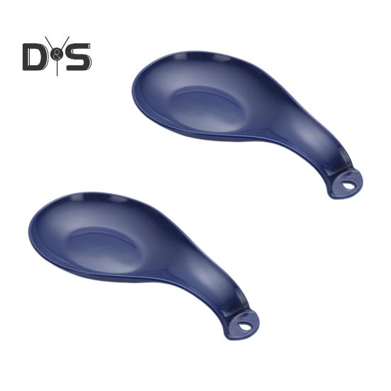 

2 шт. подставка для ложки для плиты, прочный пластиковый держатель для ложки, держатель для кухонных принадлежностей, легко моющийся коврик для ложки, компактный держатель для половника, стильный вид темно-синий