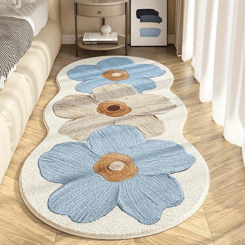 Bedroom Carpet Bedside Floor Mat Pink Flower Rug Cute Fluffy Soft Foot Mats Sweet Japanese and Korean Style Home Decoration Rugs