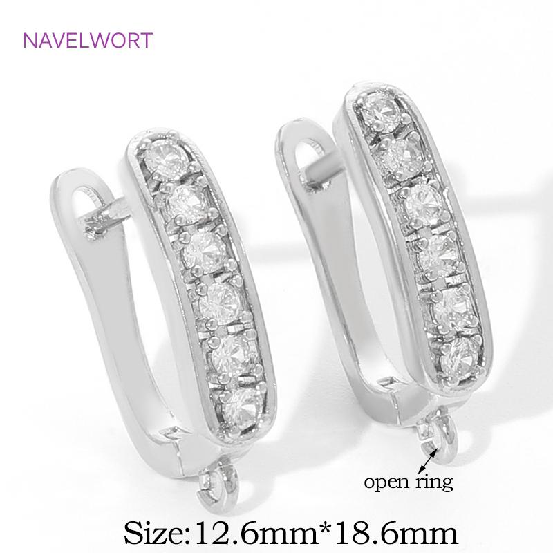 18K Gold Plated Brass Shvenzy Earwires Inlaid Zircon Earring Fixtures,Fastener For Earrings,For DIY Earring Making Accessories