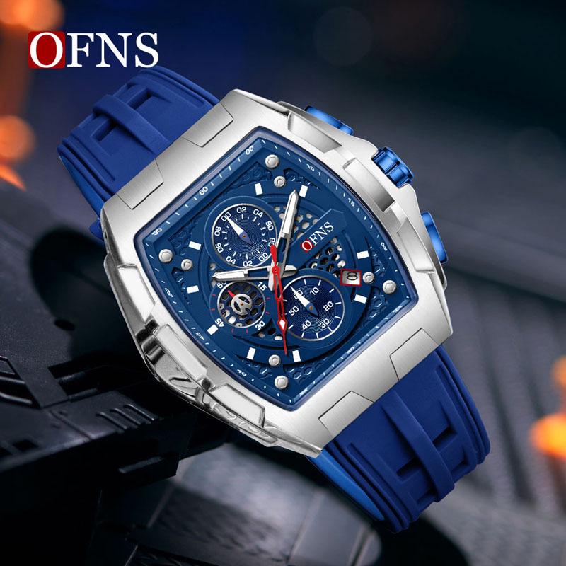 Oufanni Men's Six-Hand Luminous Chronograph Watch with Calendar