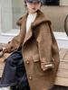 Korean Style Girls' Double-Sided Cashmere Coat - Medium & Large Children's Mid-Length Outerwear for Autumn & Winter