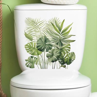 Self-Adhesive Plant Toilet Lid Sticker Strong Stickiness Waterproof Removable Easy-peel Plant Leaves