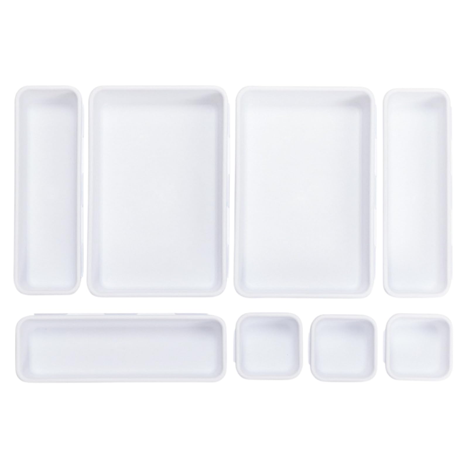 

Разделители для ящиков Riblind, Лоток для хранения, Чехол для столовых приборов, Канцелярские товары, Хранение мелких предметов, Лоток для косметики, Набор из 8 штук (белый) белый