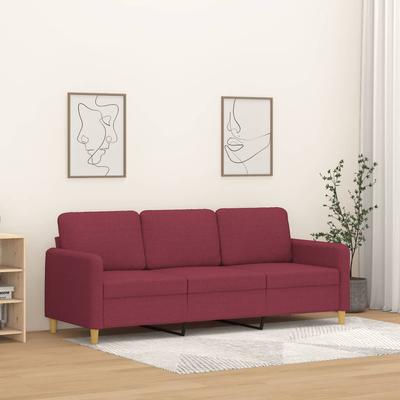 Vidaxl 3-Seater Sofa, Wine Red, 180 Cm, Upholstered In Fabric