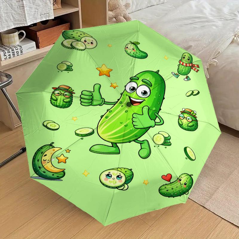 1pc Cucumber Character Pattern Umbrella Design Automatic Opening and Closing Umbrella, High-quality Travel Umbrella,  c1128001